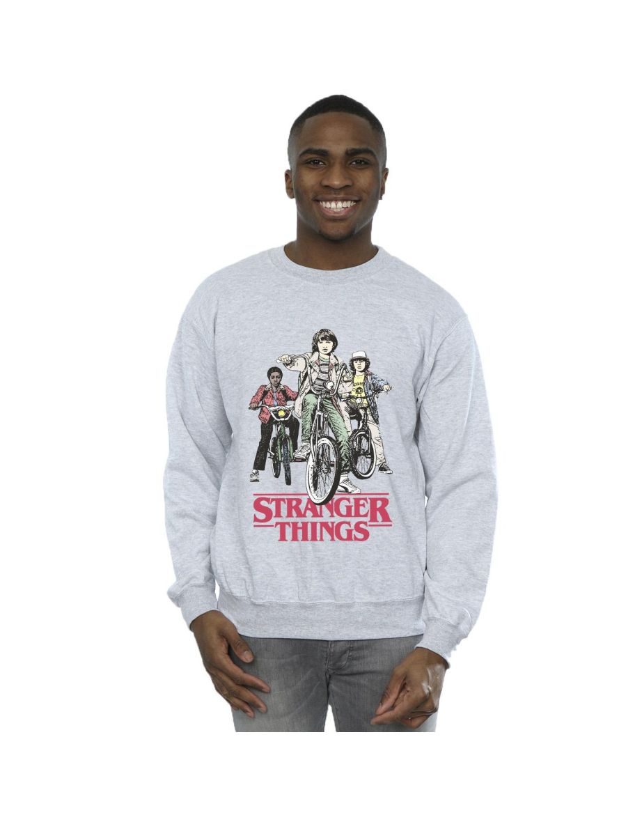 Netflix Mens Stranger Things Retro Bikers Sweatshirt - Sports Grey