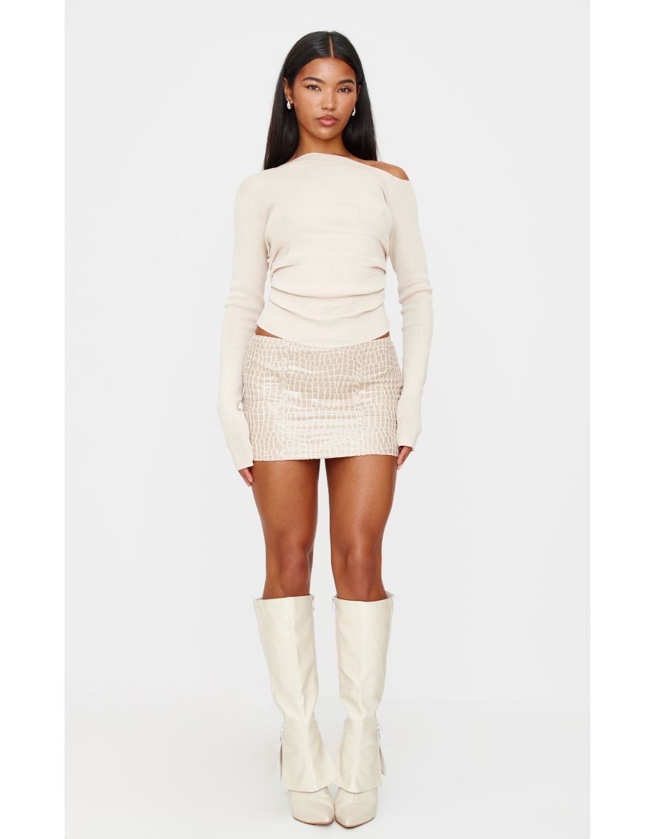 Stone Faux Leather Croc Micro Mini Skirt
