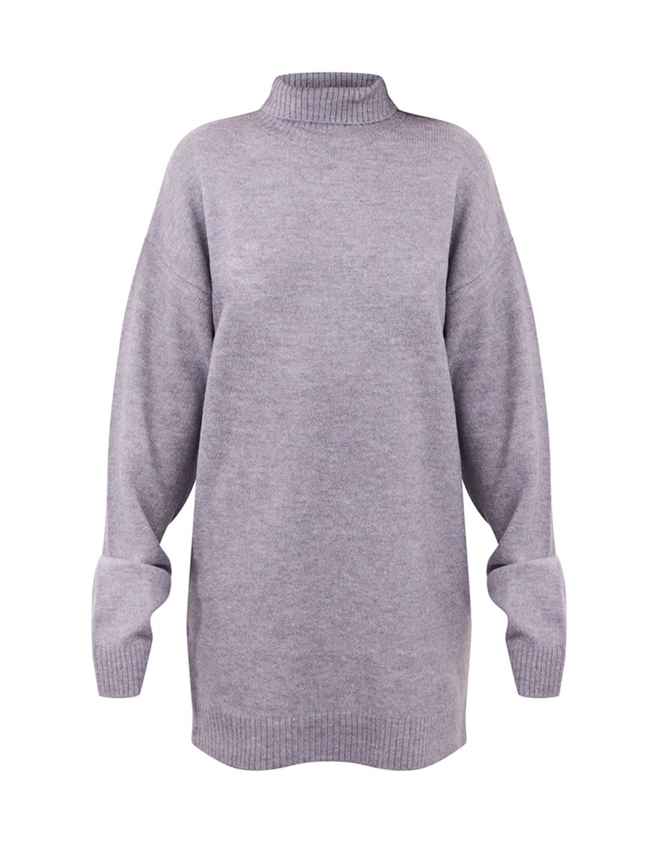 Petite Grey Knitted Slouchy Jumper Dress - 4