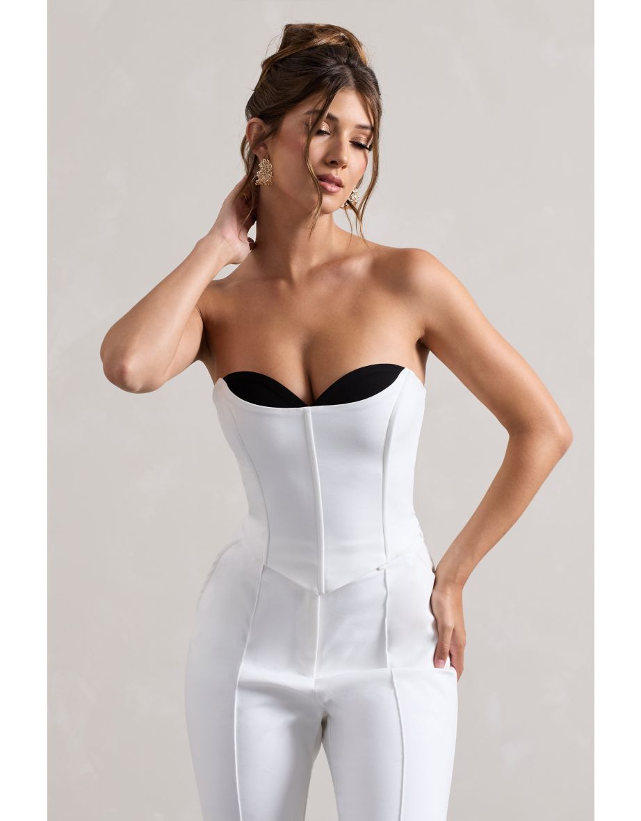 Aubriella | White Strapless Lace-Up Corset Top - 4
