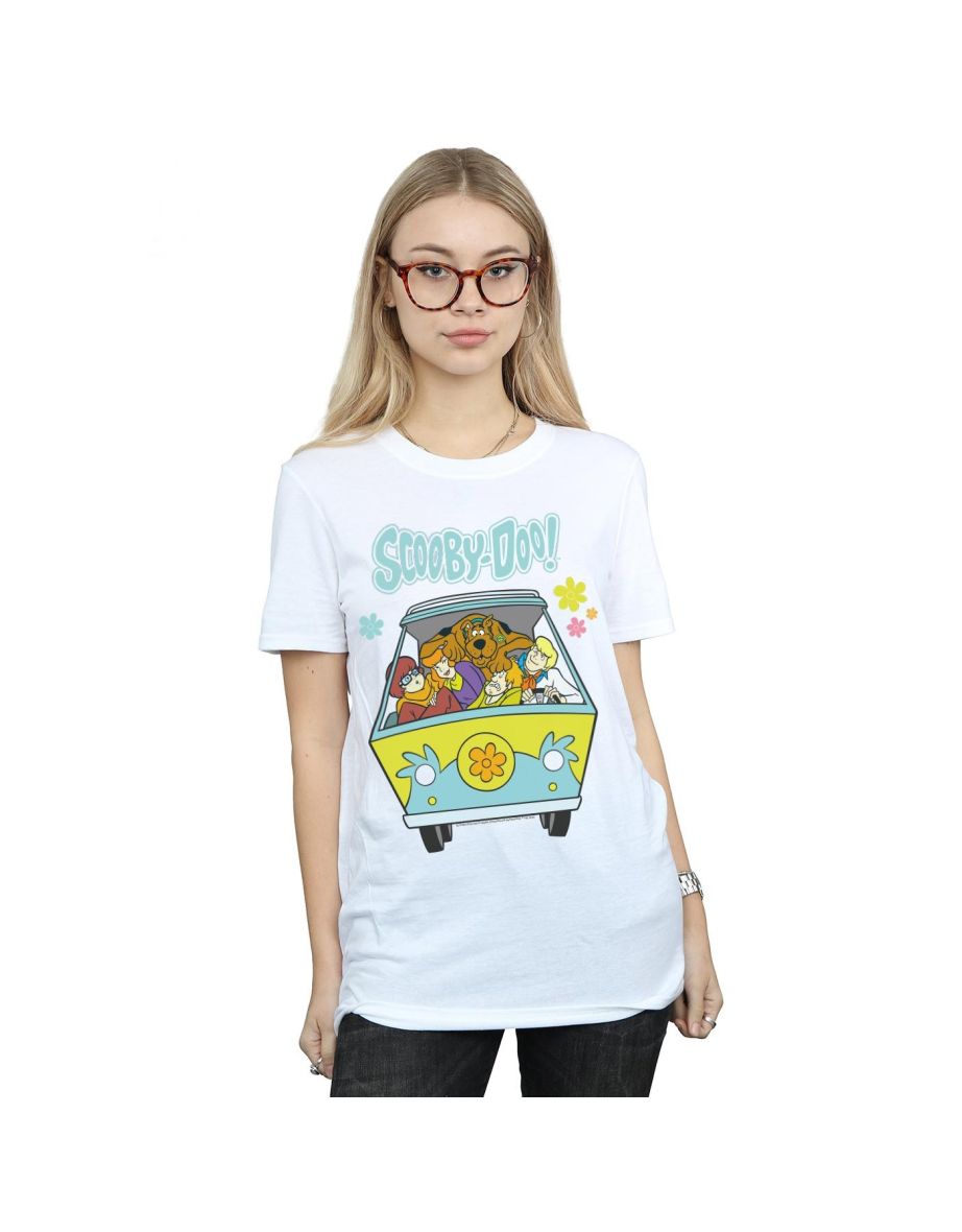 Scooby Doo Womens/Ladies Mystery Machine Group Cotton Boyfriend T-Shirt - White