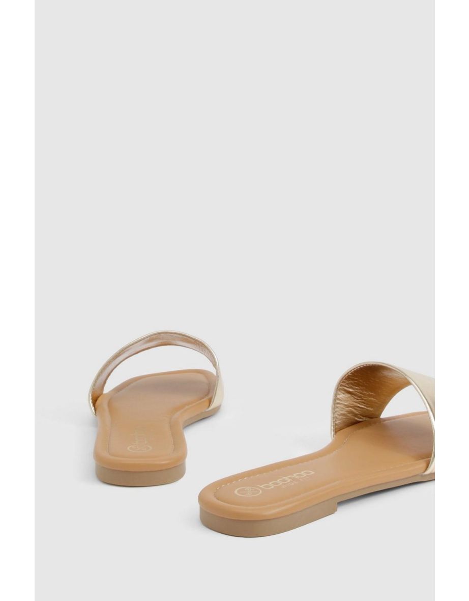Wide Fit Minimal Mule Slider - gold - 3