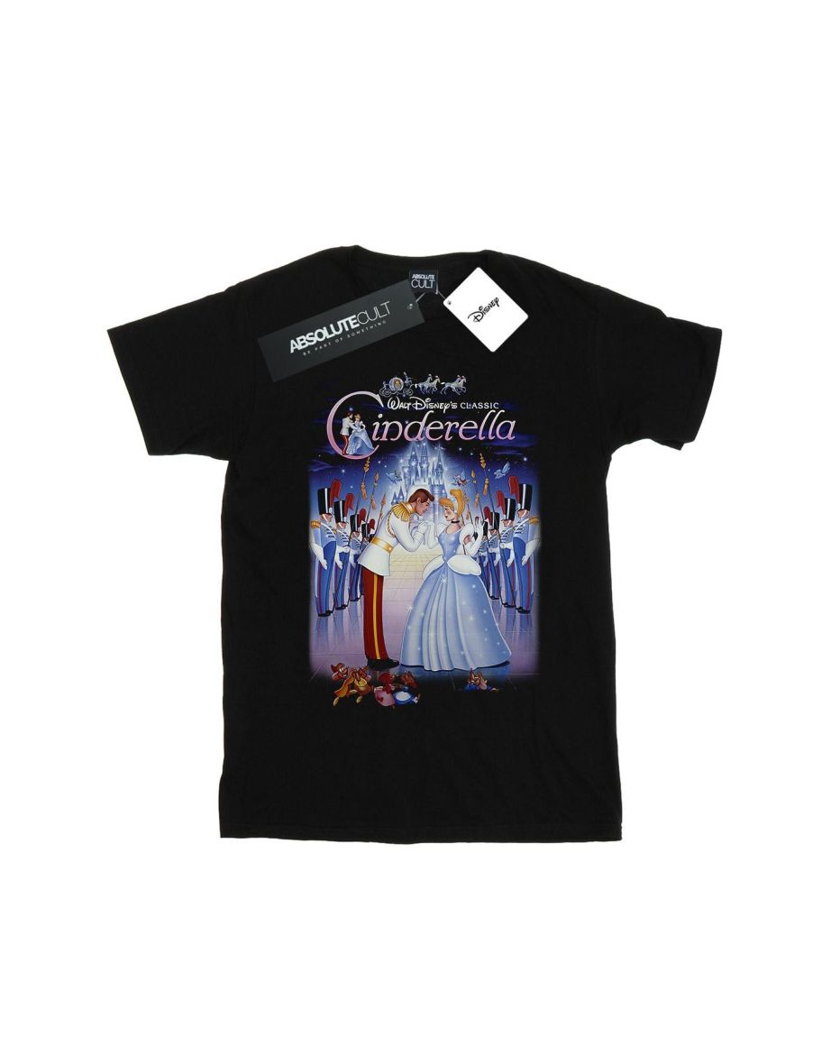 Disney Womens/Ladies Cinderella Collage Poster Cotton Boyfriend T-Shirt - Black