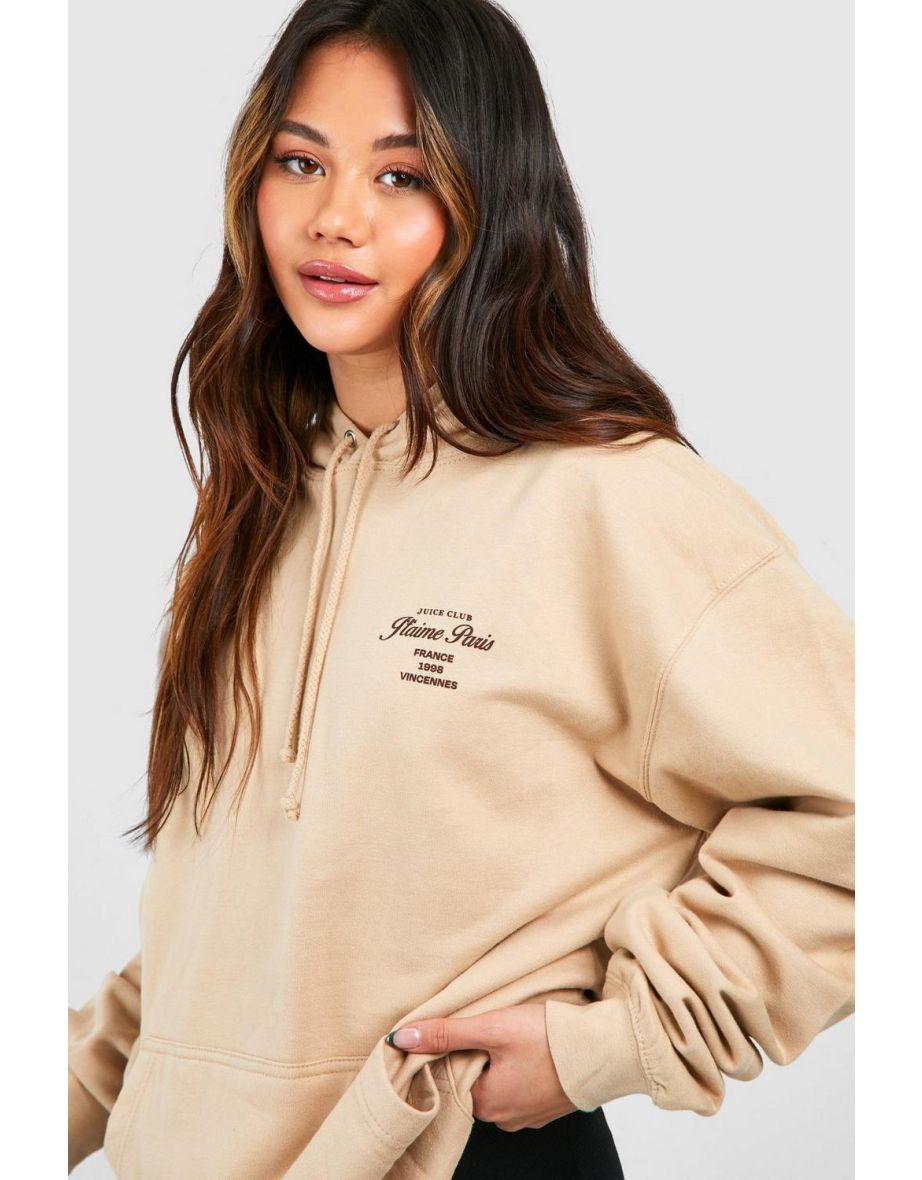 J'taime Paris Slogan Oversized Hoodie - stone - 3