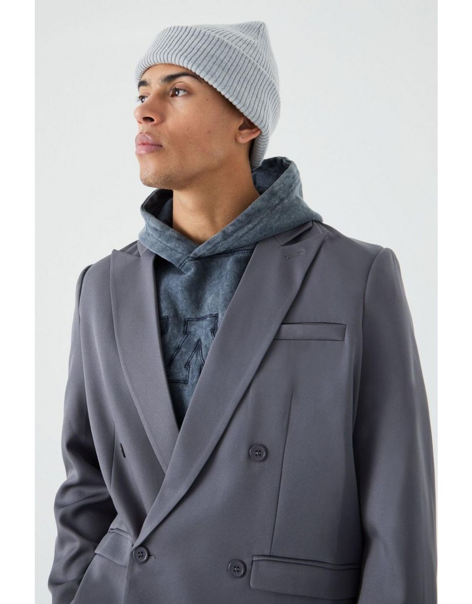 Mix & Match Oversized Double Breasted Blazer - charcoal - 2