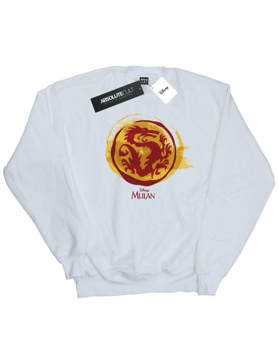 Disney Girls Mulan Courage Dragon Symbol Sweatshirt - White