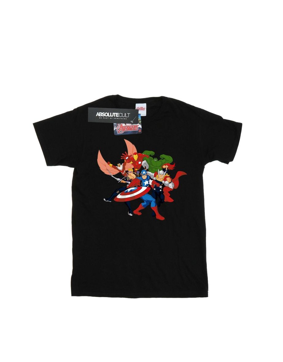 Marvel Mens Avengers Assemble Comic Team T-Shirt - Black