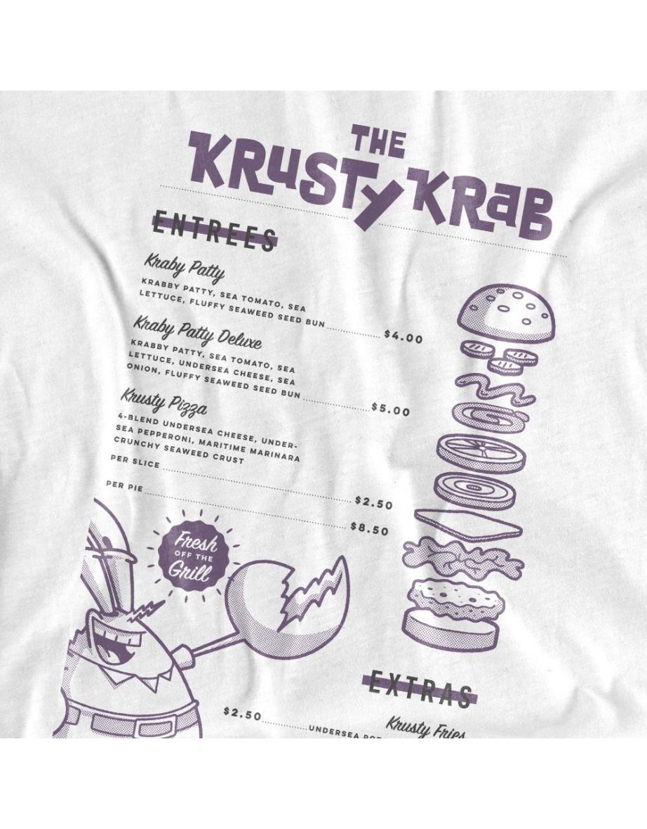 SpongeBob SquarePants Unisex Adult Krusty Krab Menu T-Shirt - White - 3