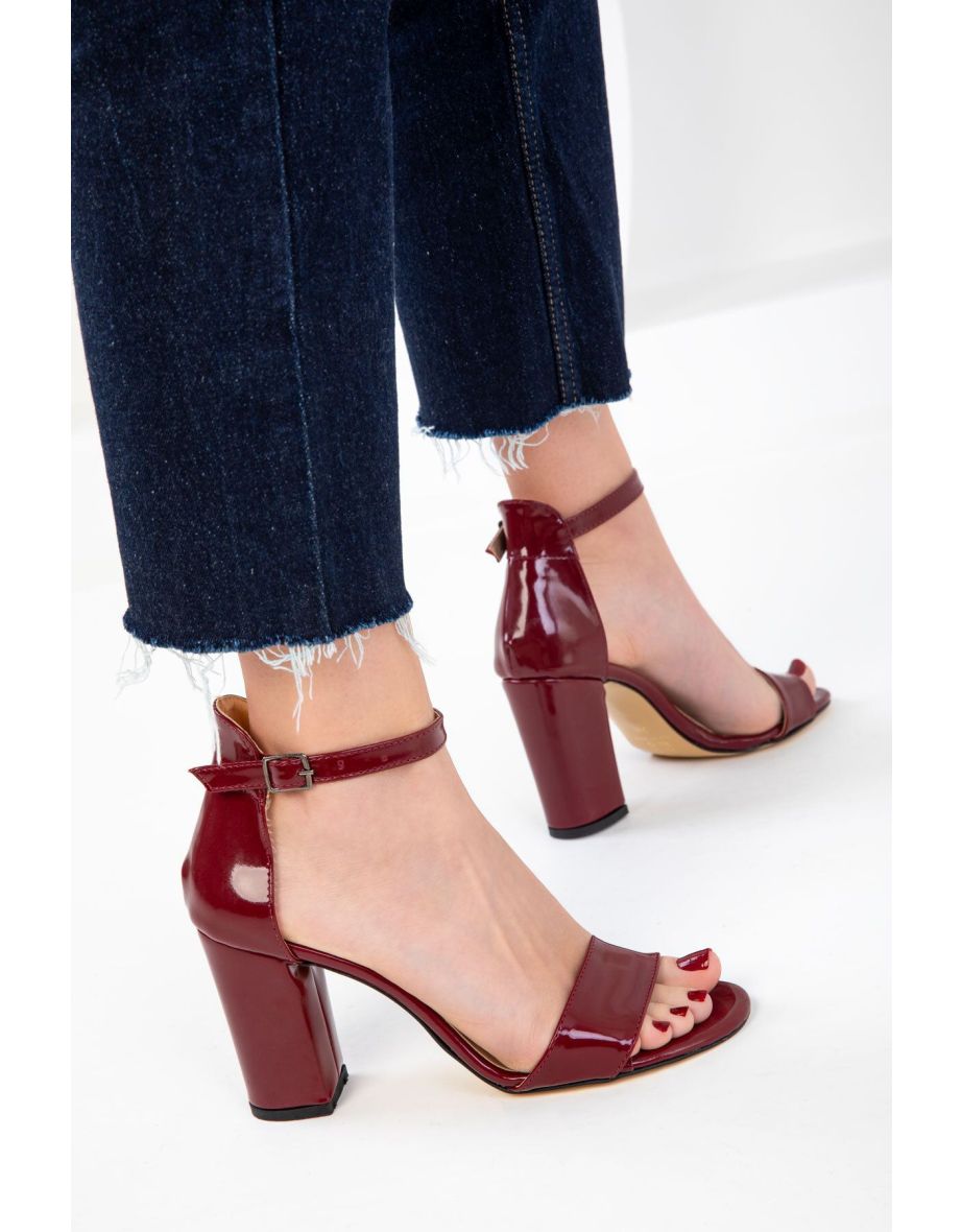 Burgundy Patent Leather Classic High Heel Shoes