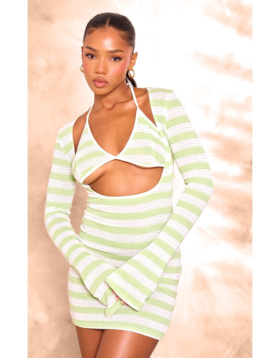 Sage Cut Out Bralette Bodycon Dress