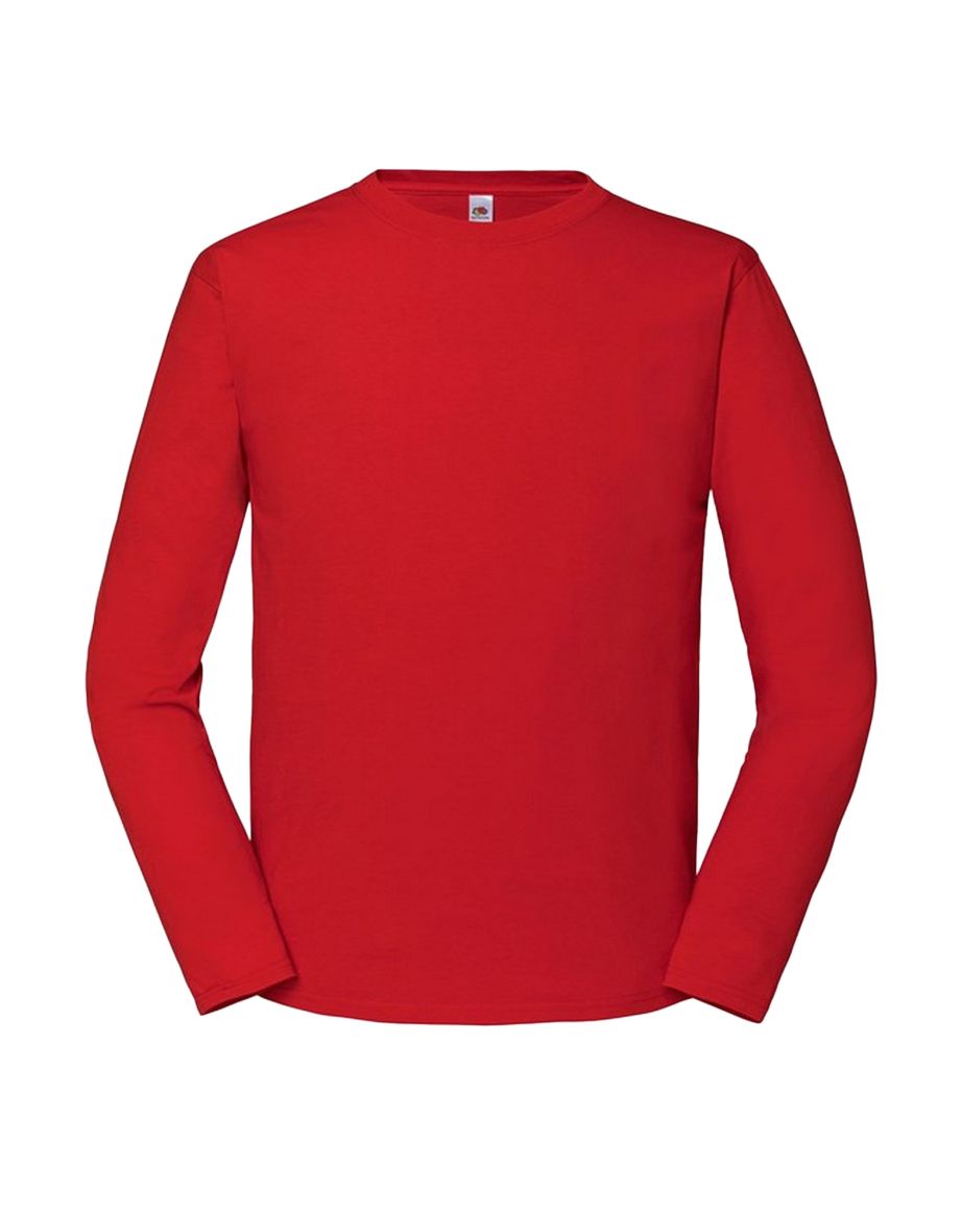 Fruit of the Loom Mens Iconic 195 Premium Ringspun Cotton Long-Sleeved T-Shirt - Red