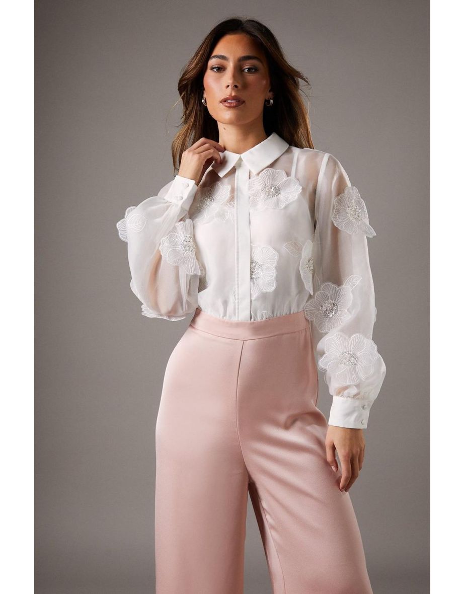 3D Woven Blouse Jumpsuit