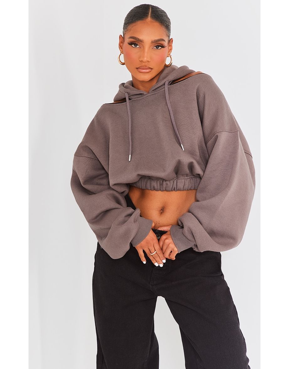 Cropped cut out hoodie sale