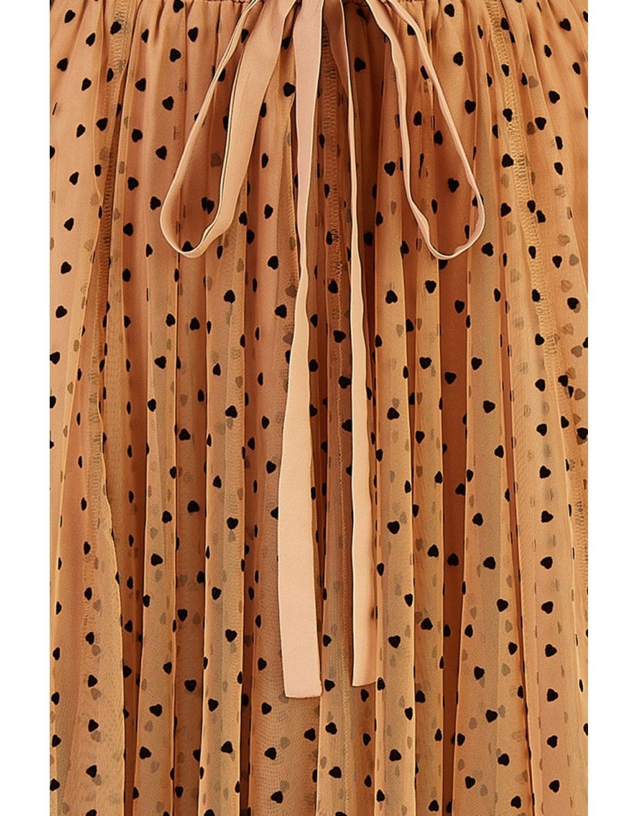 Yumi Brown Mesh Heart Print Tulle Skirt - 4