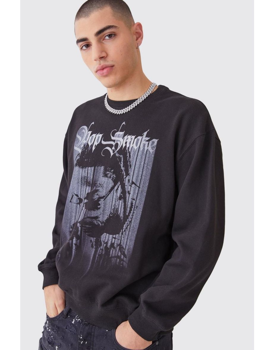 Oversized Pop Smoke Monochrome License Sweatshirt
