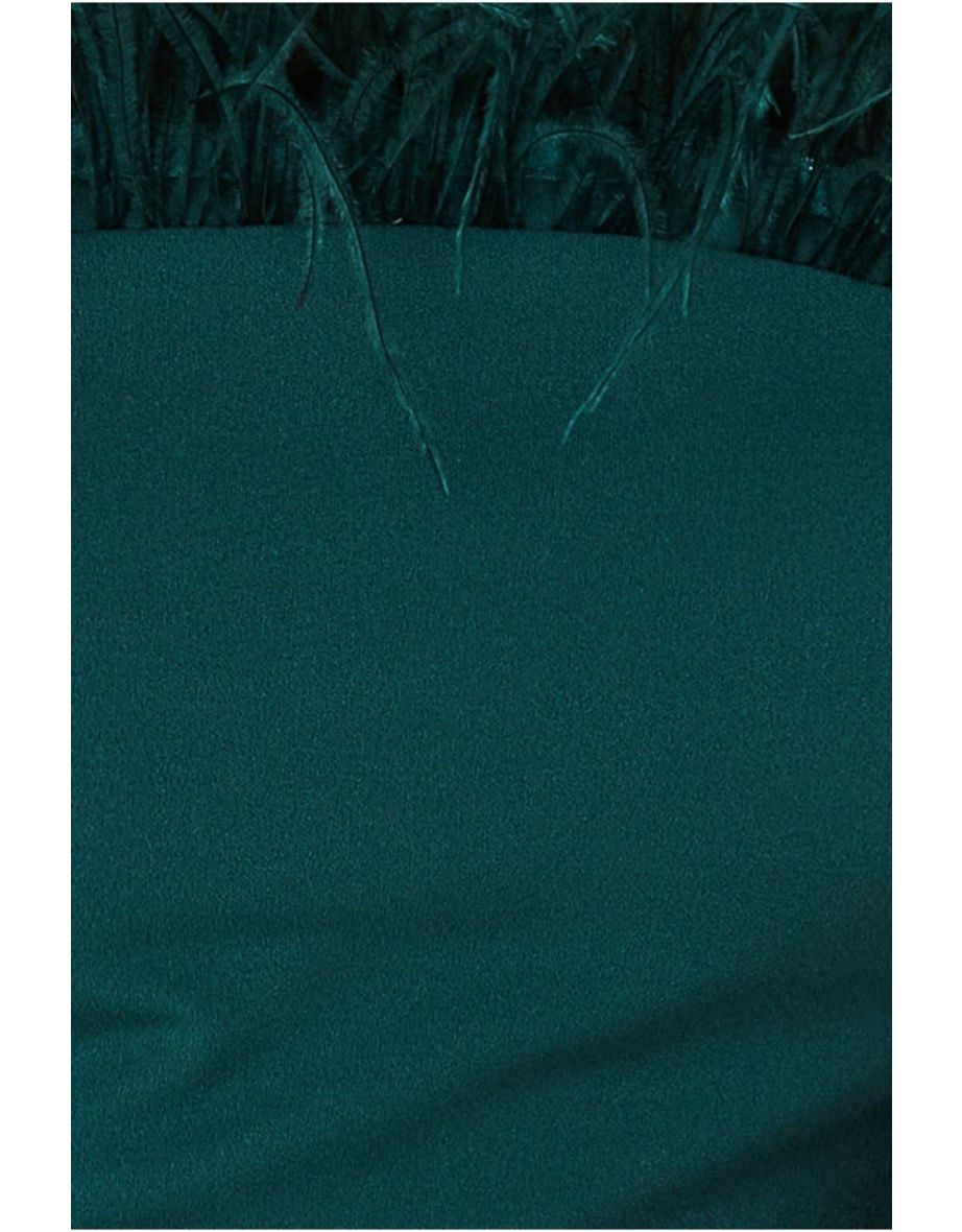 Goddiva Feather Boobtube Midi Dress - Emerald Green - 3