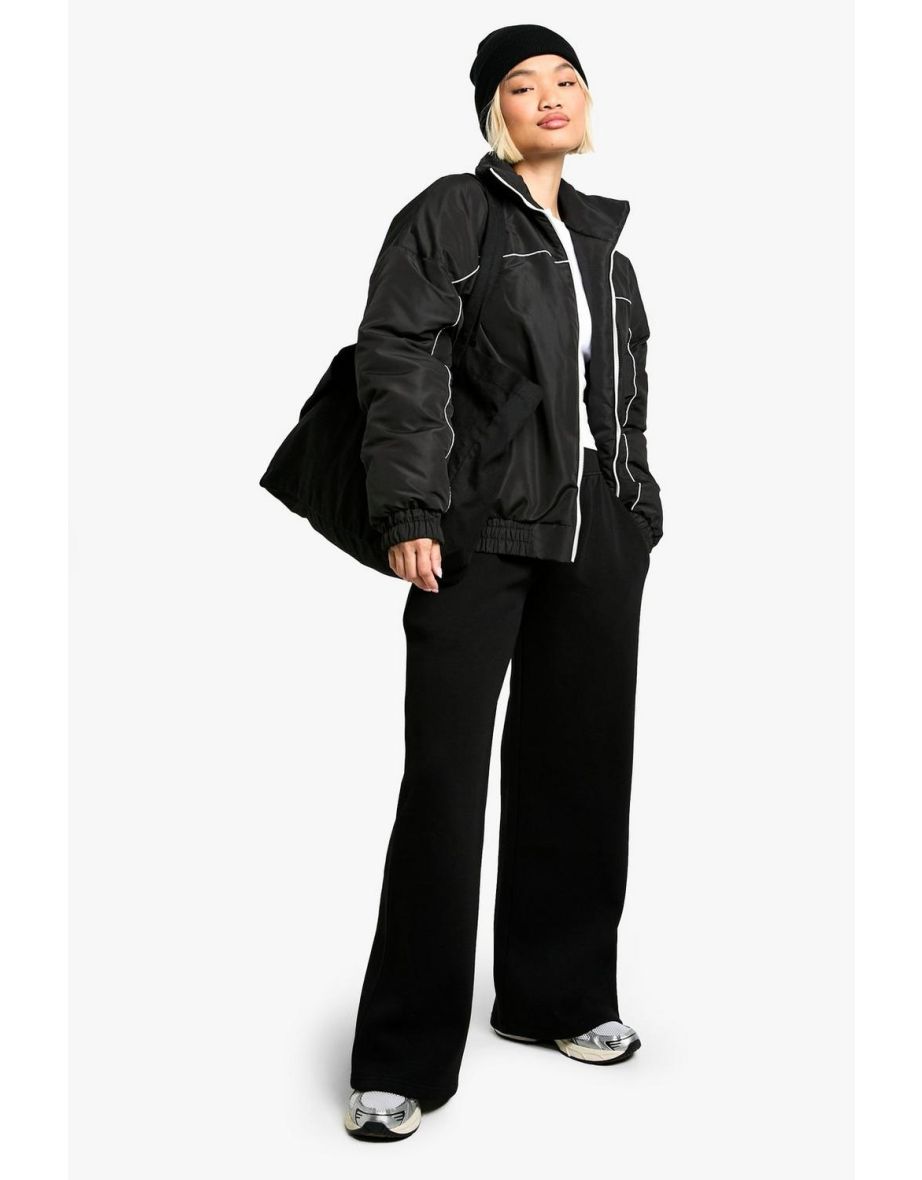 Contrast Detail Bomber Jacket - black