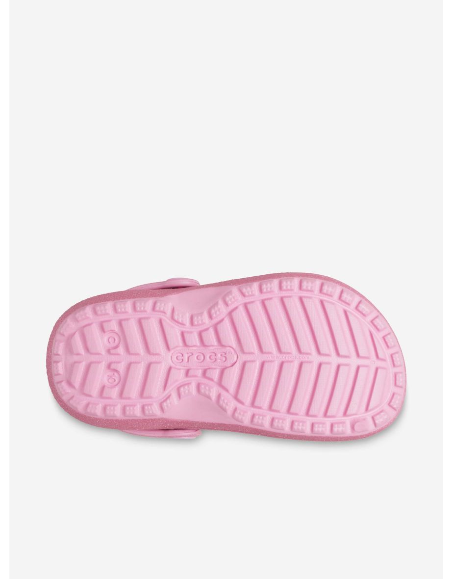 Crocs Girls Classic Lined Glitter Clog in Pink - 3