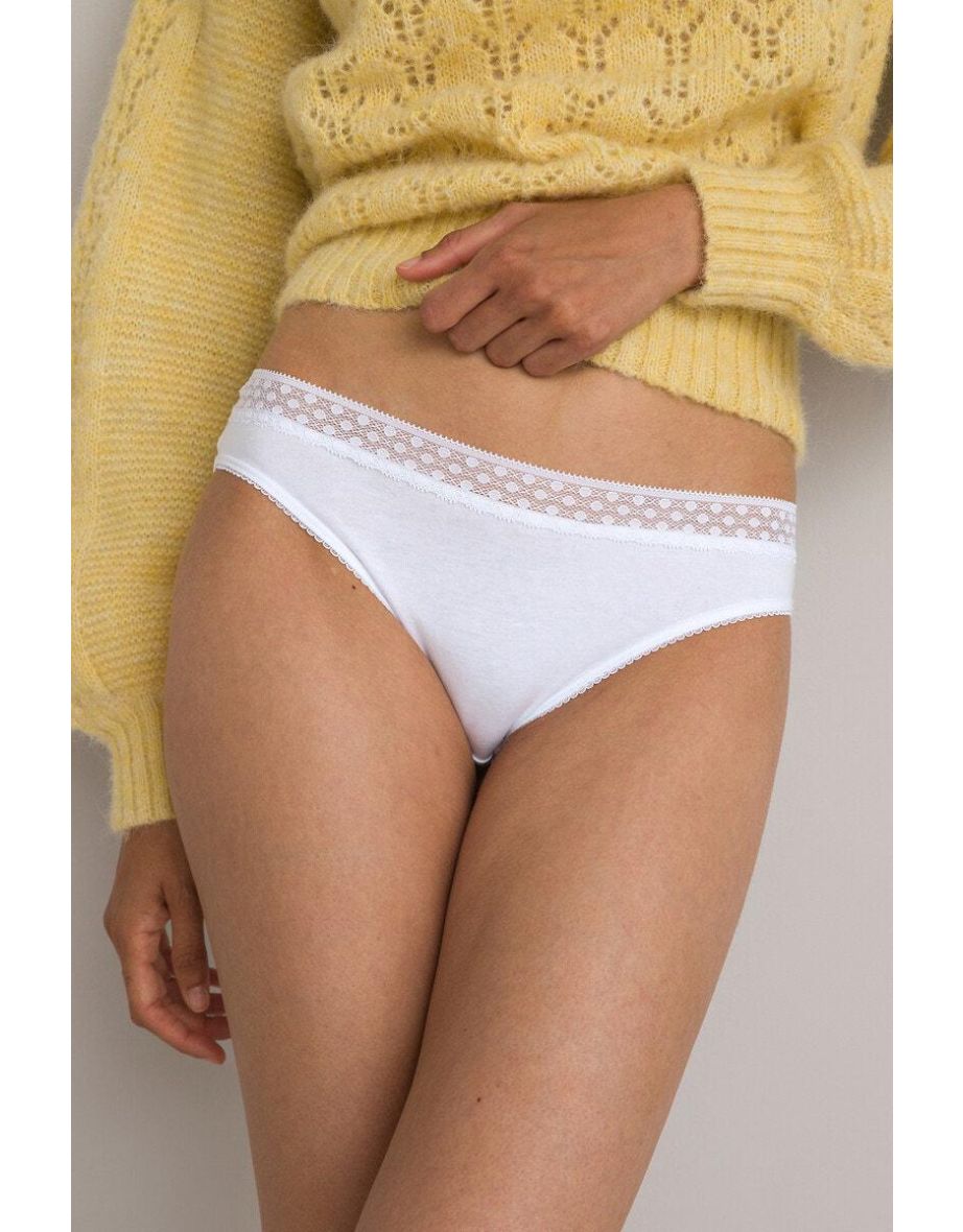 Pack of 3 Cotton Knickers with Dainty Lace Band