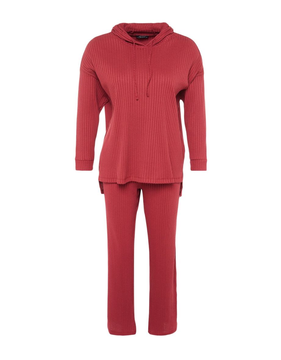 Burgundy Knitted Top and Bottom Set - 6