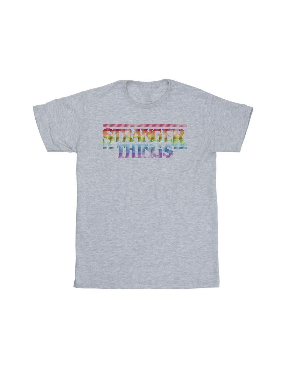 Netflix Mens Stranger Things Rainbow Dot Logo T-Shirt - Sports Grey - 1