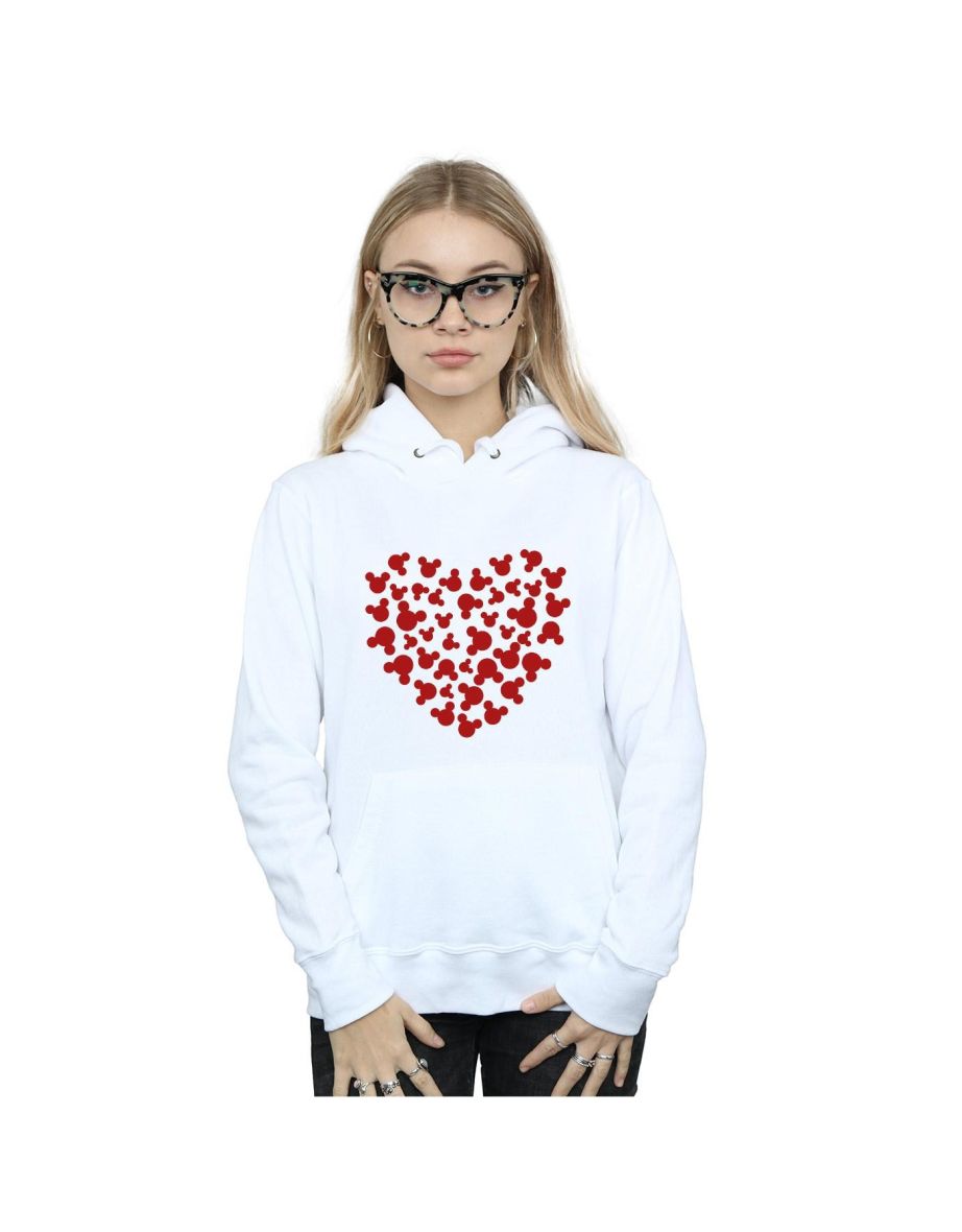 Disney Womens/Ladies Mickey Mouse Heart Silhouette Hoodie - White