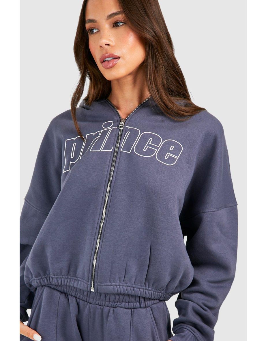 Prince Zip Through Oversized Hoodie - navy - 3