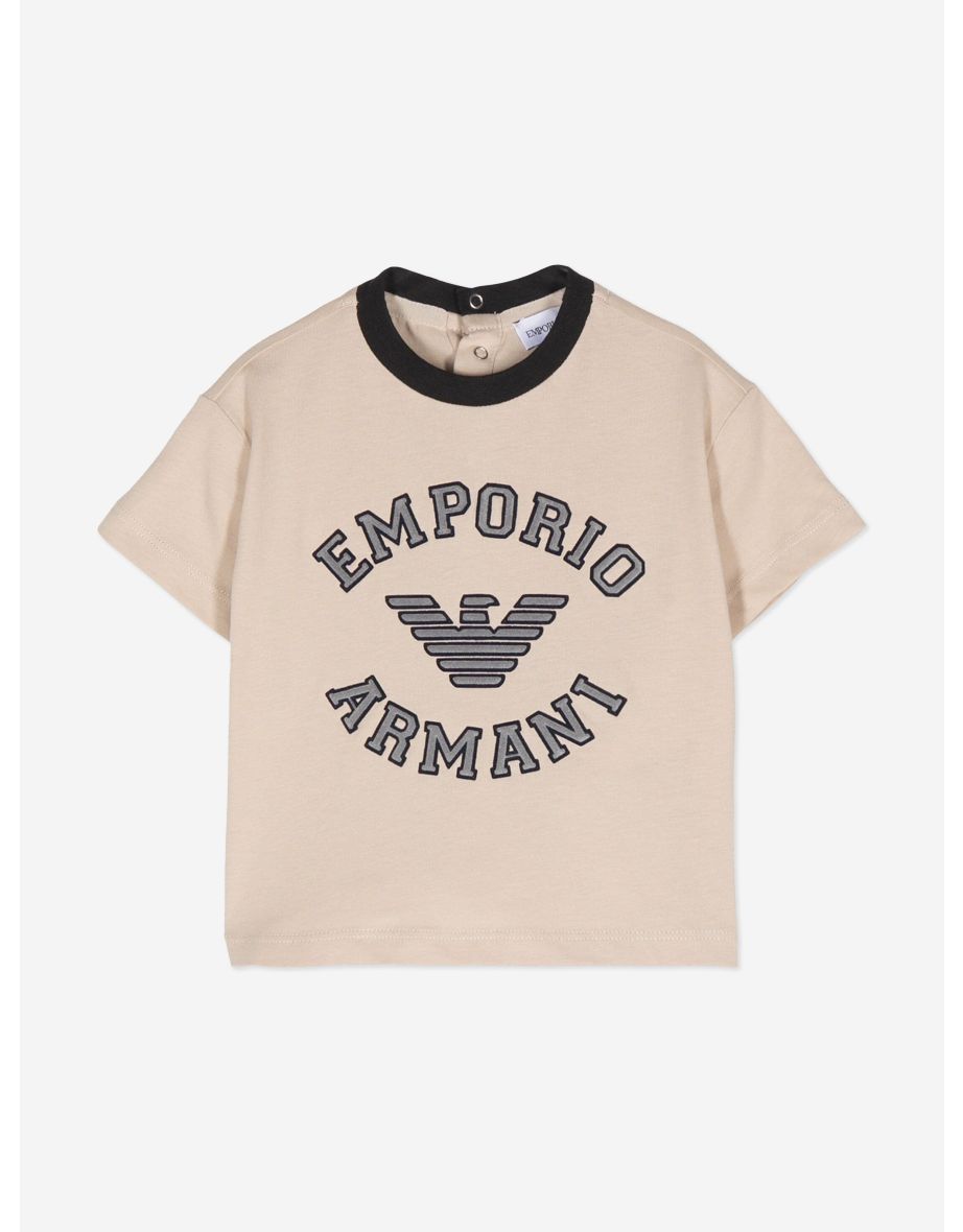 Shop Emporio Armani Baby Boys Logo T Shirt in Beige Online in Oman VogaCloset