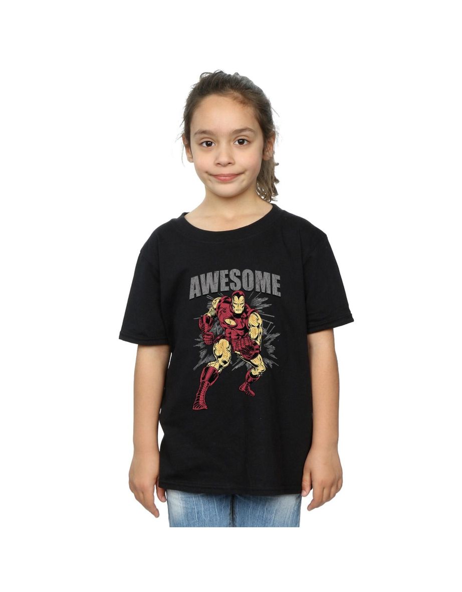 Marvel Girls Awesome Iron Man Cotton T-Shirt - Black