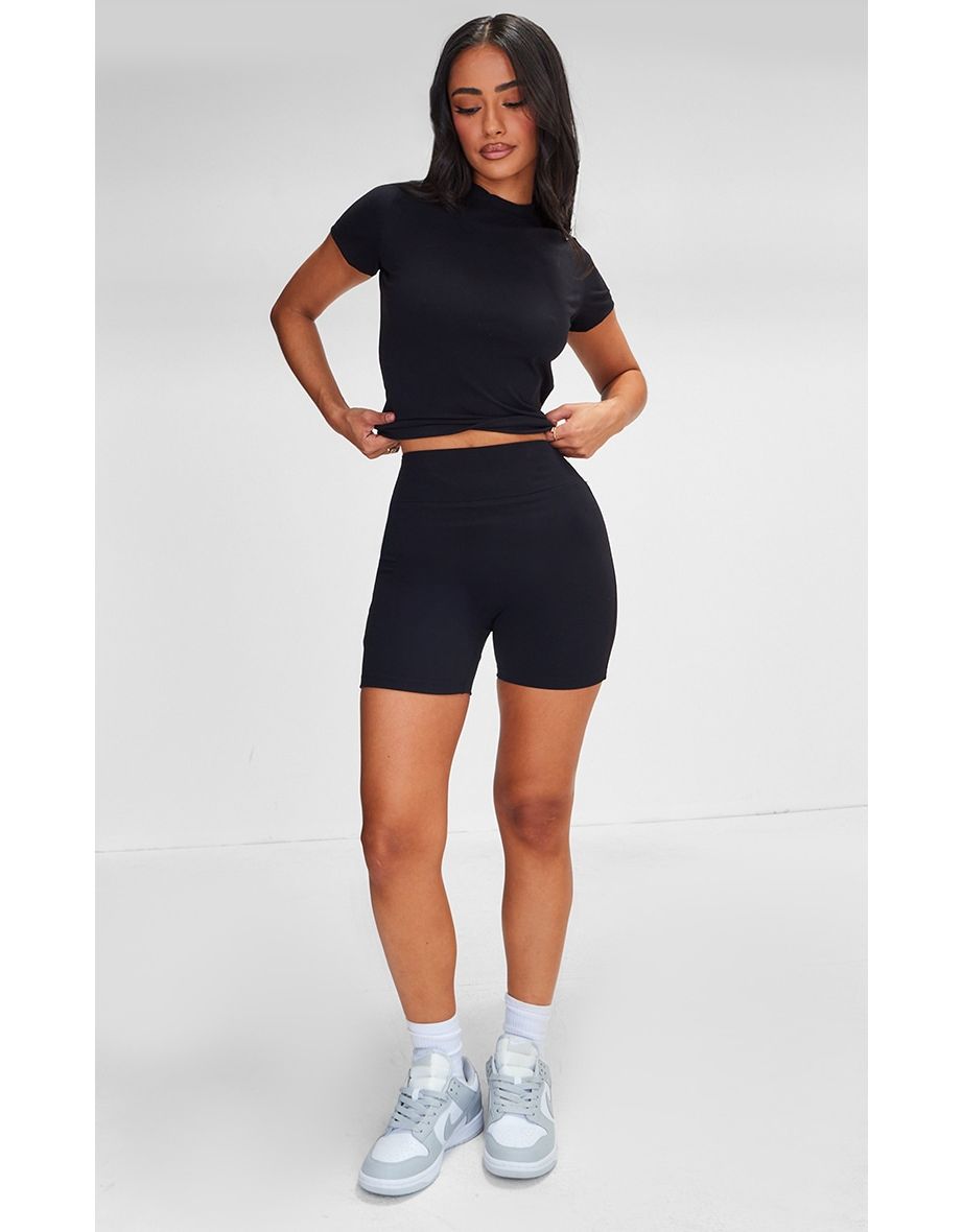 Shop Petite Black Contour Sculpt Cycling Shorts Online in Oman VogaCloset