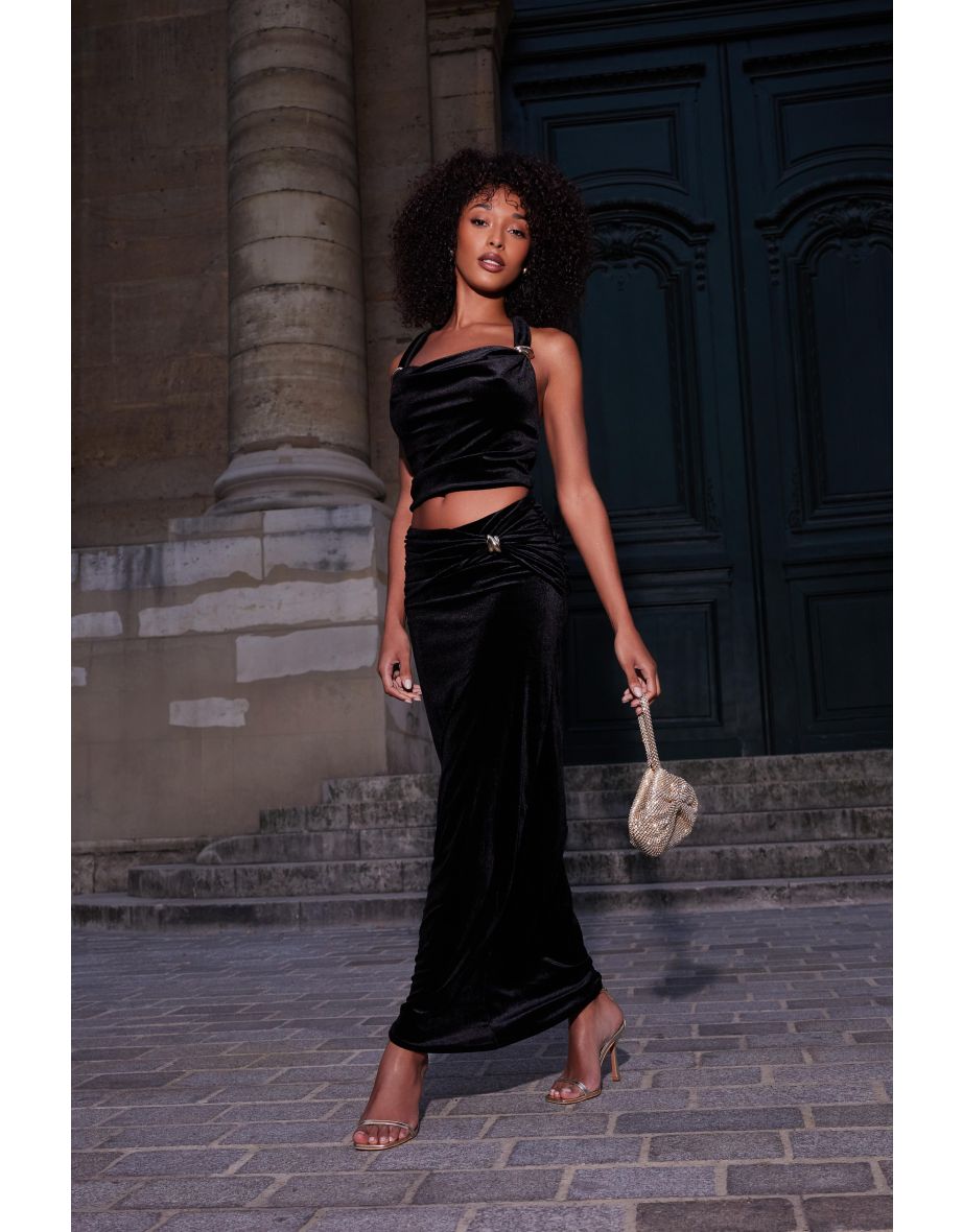 Black Velvet Maxi Skirt