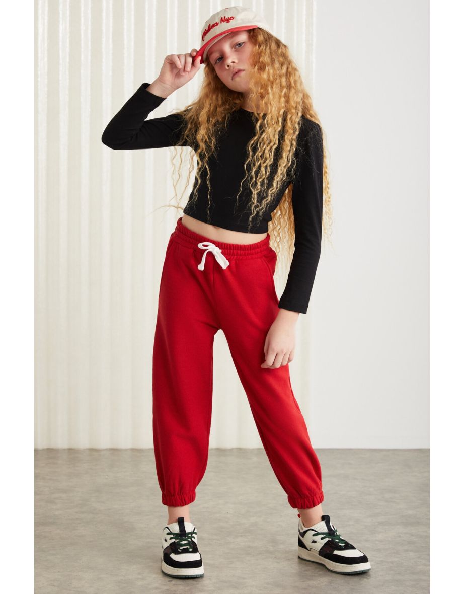 Girls red sweatpants online