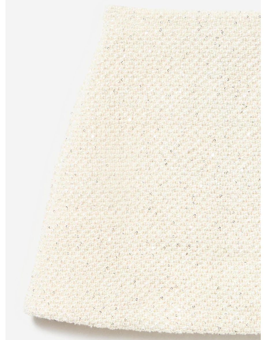 Girls Sequin Knit Skirt in Ivory - 4