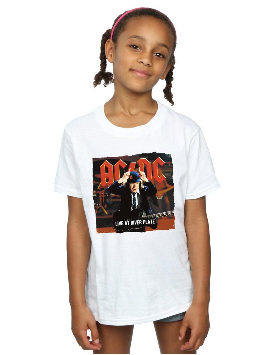 AC/DC Girls Live At River Plate Columbia Records Cotton T-Shirt - White