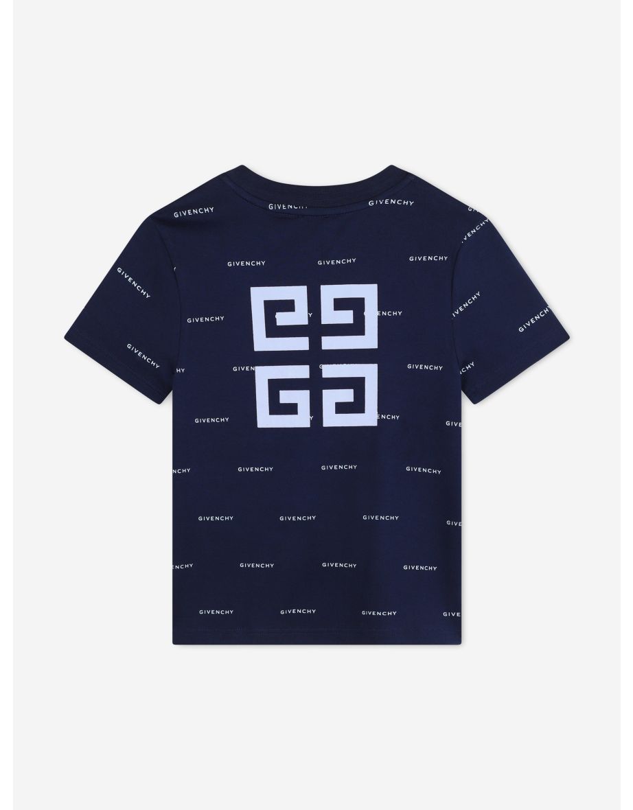 Givenchy Boys Logo Print T-Shirt in Navy