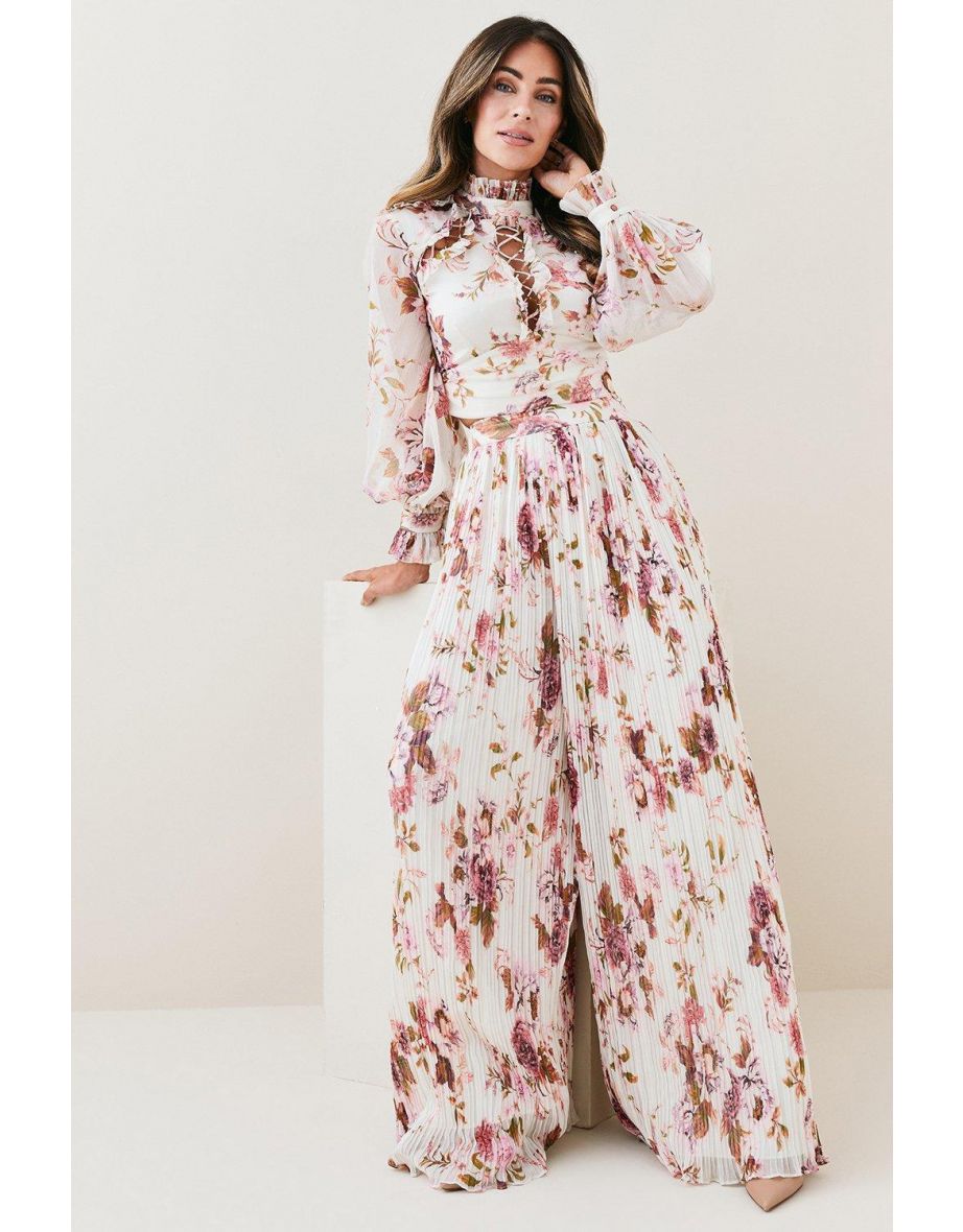 Lydia Millen Floral Pleated Chiffon Trouser