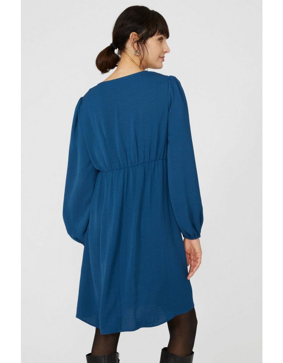 Keyhole Front Tunic Dress - teal - 3