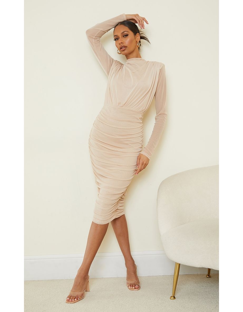 Nude ruched outlet skirt