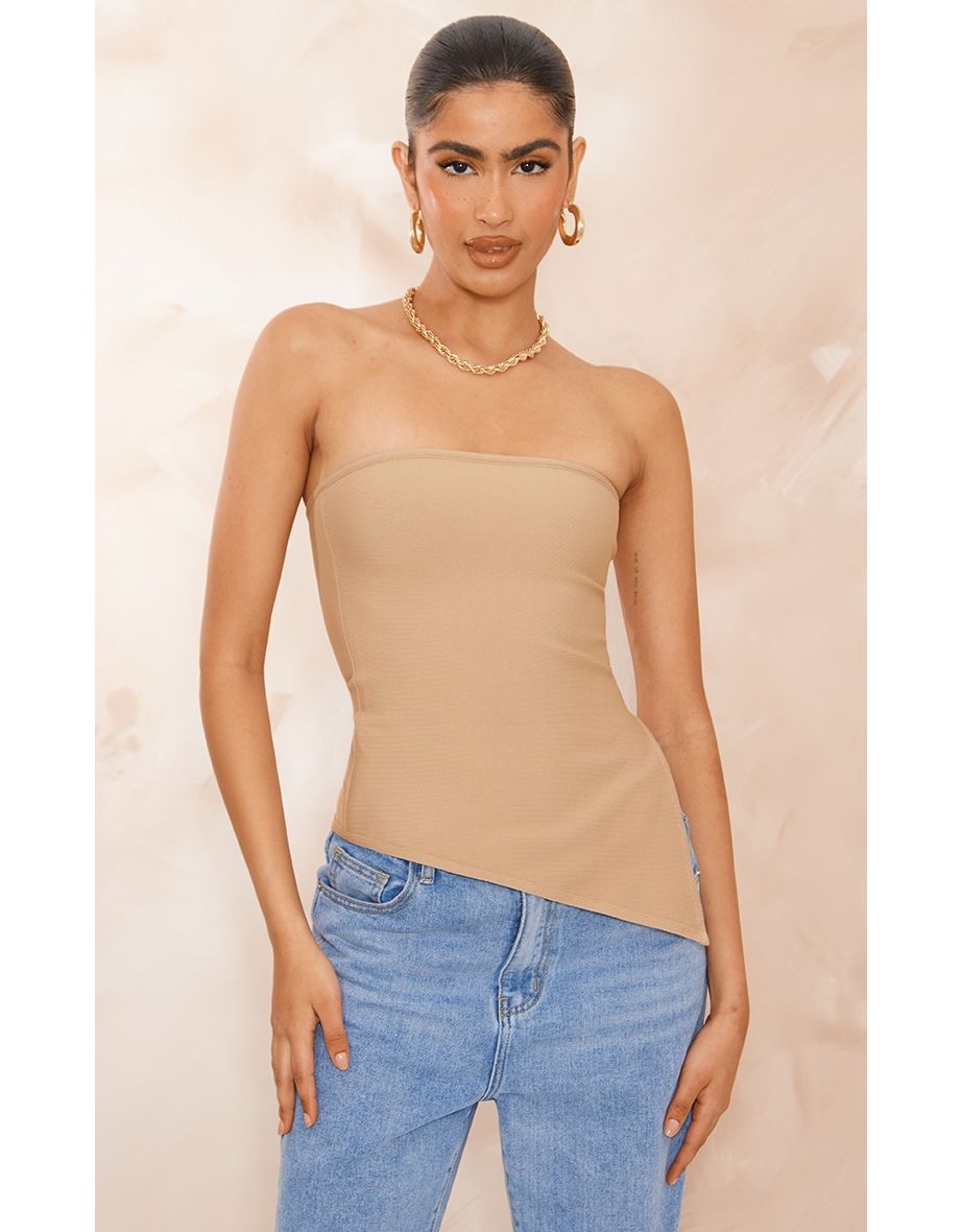 Stone Bandage Split Asymmetric Hem Bandeau Long Top