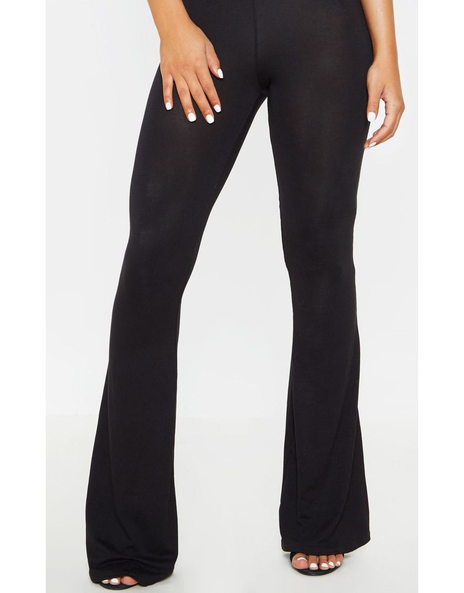 Petite Basic Black Jersey Wide Leg Flares - 4