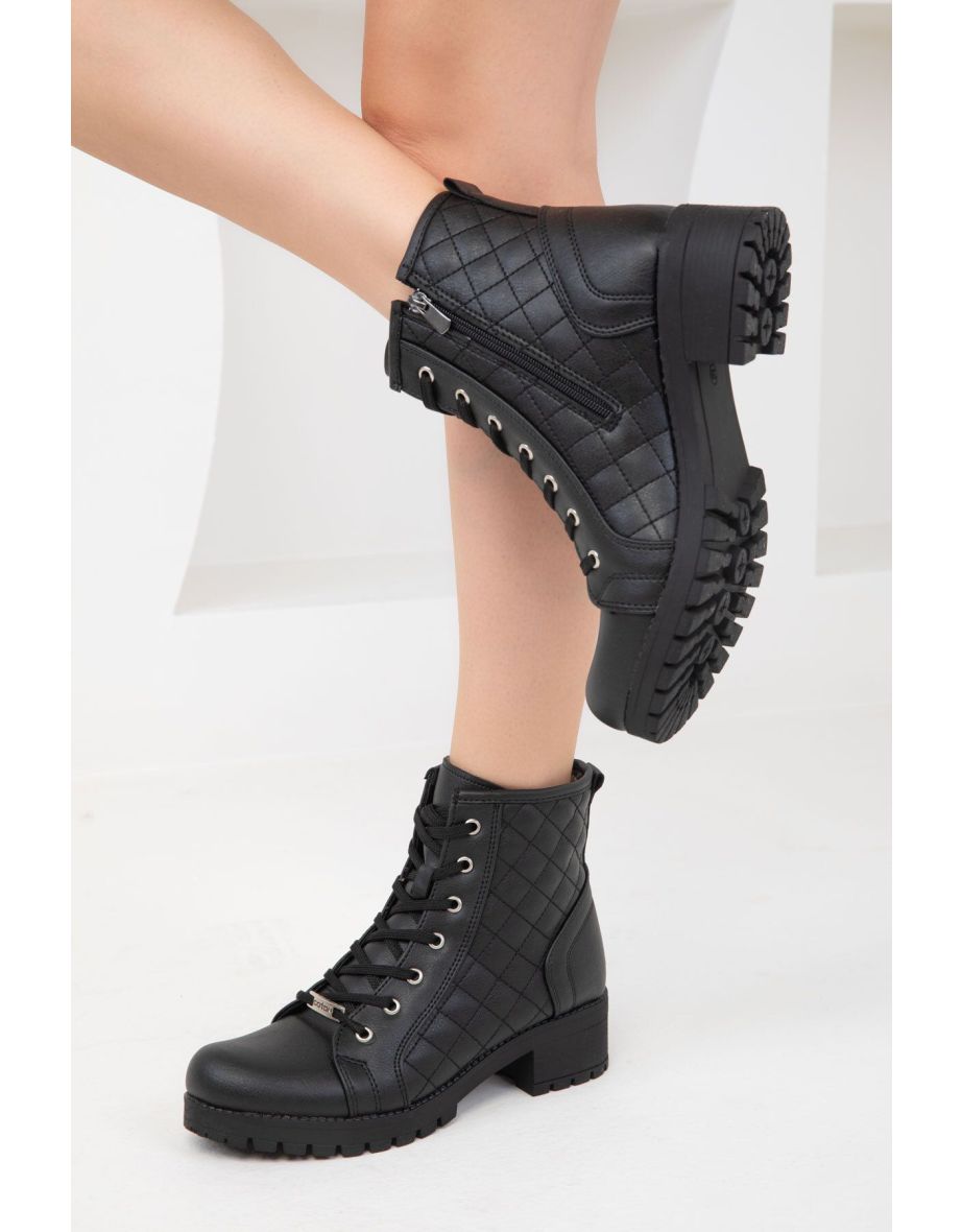 Black Quilted Boots & Bootie - 4