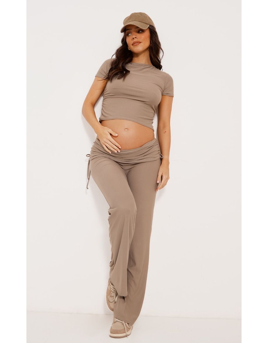 Maternity Taupe Soft Touch Ruched Top