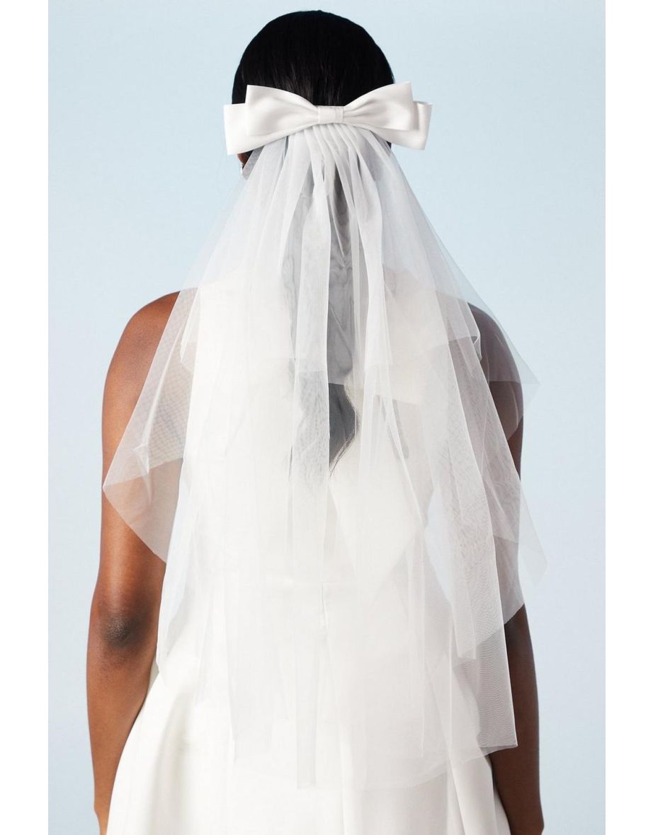 Satin Bow Mini Bridal Veil - 3