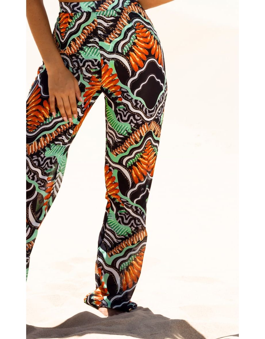 Black Tribal Print Beach Flares - 4
