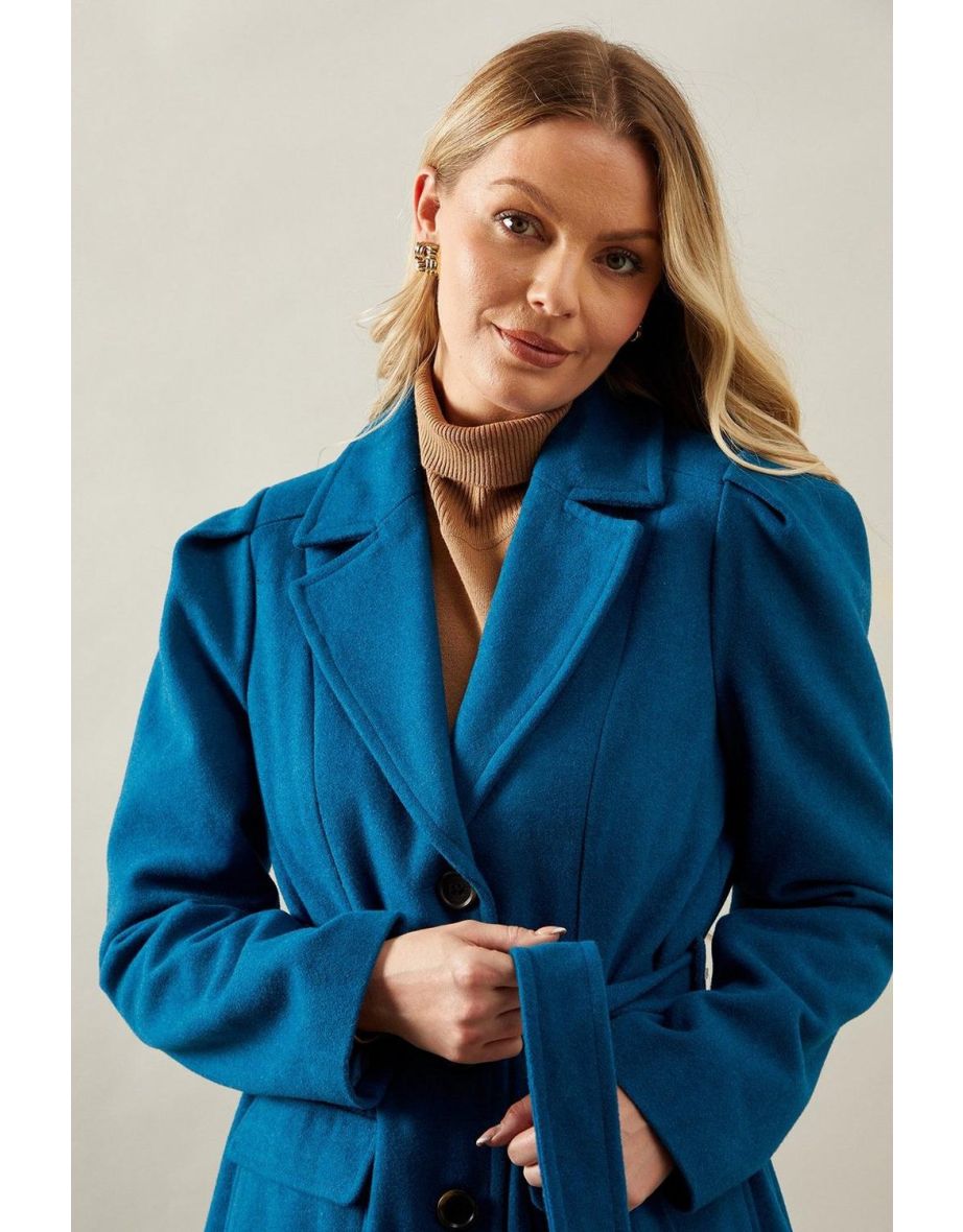 Button Through Wool Mix Fit And Flare Coat - 3