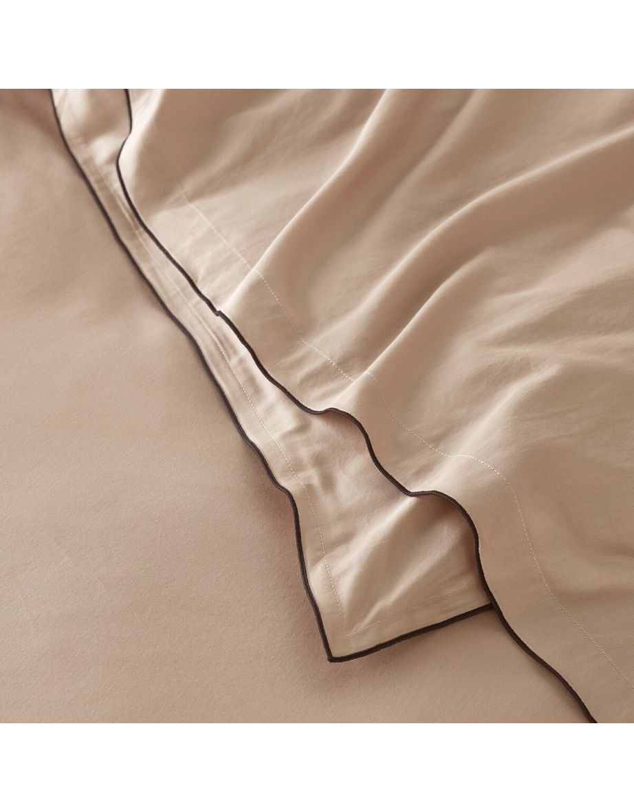 Victor Plain 100% Washed Cotton Satin 300 Thread Count Flat Sheet - 5