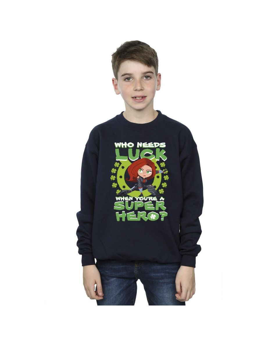 Marvel Boys St Patrick´s Day Black Widow Luck Sweatshirt - Navy Blue