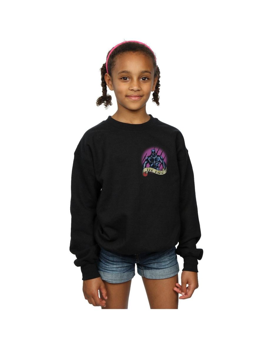 Marvel Girls Black Panther Tattoo Breast Print Sweatshirt - Black