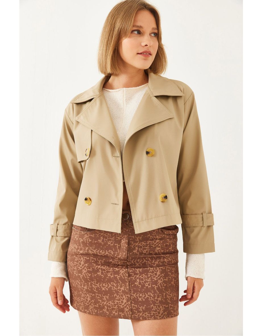 Women's Short Double Breasted Jacket - 6