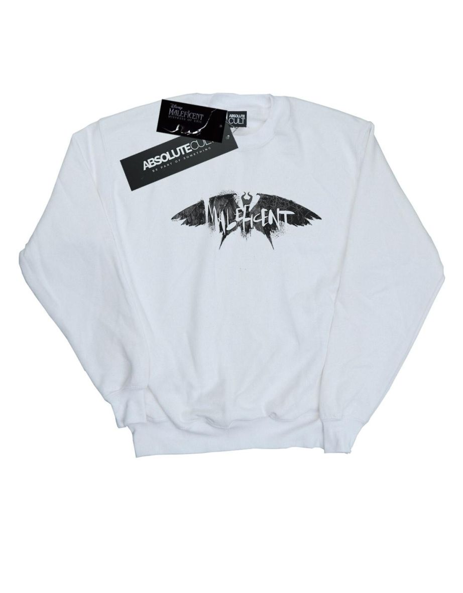Disney Girls Maleficent Mistress Of Evil Wings Silhouette Sweatshirt - White